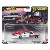 Hot Wheels: camion transportor 72 Chevy Ramp Truck și mașinuță 66 Chevrolet Corvair 1/64 - Mattel