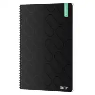 ICO: Caiet Premium Black Spiral pentru Studenți, format A/4, simplu, 100 de file