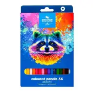 ICO: Koh-I-Noor 3555 Creioane colorate hexagonale în cutie cu raton, set de 36 bucăți