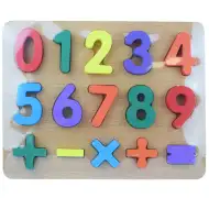 Joc de potrivire a formelor din lemn cu numere colorate 30x22cm