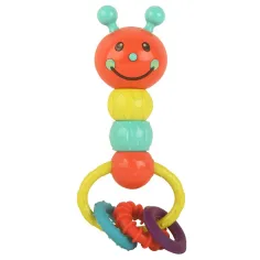 Jucărie de dentiție și zornăitoare pentru bebeluși, în formă de omidă, colorată, de 18 cm. imaginea 3