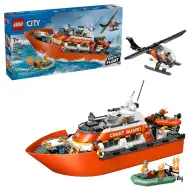 LEGO® City: Barca de salvare a gărzilor de coastă și elicopter (60504)