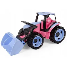 Lena: Tractor uriaș cu încărcător frontal, de culoare roz, 62 cm