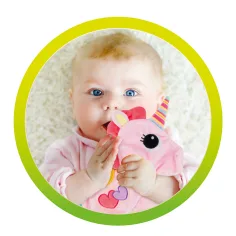 Little Stars: Jucărie de dentiție cu unicorn, batistă zornăitoare imaginea 4