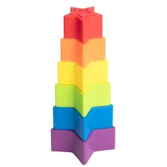Little Stars: Jucărie pentru bebeluși de construit turnuri în formă de stea colorată imaginea 3