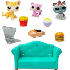 Littlest Pet Shop: Set de joacă cu 3 piese Diner Dash cu figurine pisici imaginea 2