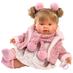 Llorens: Alexandra, păpușă de 42 cm care plânge, cu suzetă, îmbrăcată într-un palton roz. imaginea 2