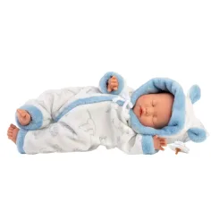 Llorens: Băiat bebeluș cu model de barză în pijama moale, 31cm imaginea 3
