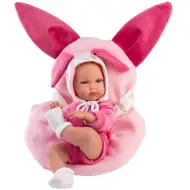 Llorens: Bimba bebeluș nou-născut cu cărucior roz cu iepuraș, 35 cm