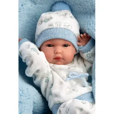 Llorens: Bimbo, păpușă nou-născută de 35 cm, cu biberon și pătură imaginea 3