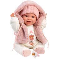 Llorens: Chloe, păpușă plângătoare de 38 cm în vestă roz