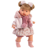 Llorens: Joelle, păpușă de 38 cm care plânge, cu eșarfă cu ciucuri