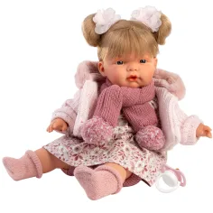 Llorens: Joelle, păpușă de 38 cm care plânge, cu eșarfă cu ciucuri imaginea 3