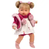 Llorens: Joelle, păpușă plângătoare de 38 cm cu suzetă și haină roz