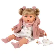 Llorens: Júlía, păpușă plângătoare de 42 cm cu suzetă, în haină roz