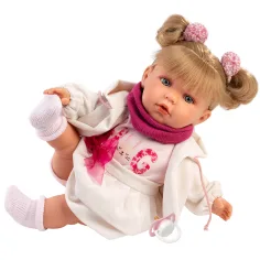 Llorens: Júlia, păpușă plângătoare de 42 cm, cu suzetă, în rochiță cu fundiță imaginea 3