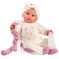 Llorens: Lea, păpușă care plânge de 45 cm, cu suzetă, îmbrăcată într-o salopetă cu koala.