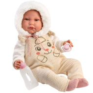 Llorens: Luis, păpușă plângătoare de 45 cm, cu biberon și suzetă.