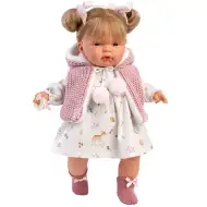 Llorens: Păpușă Joelle de 38 cm cu sunet, îmbrăcată în haine cu ursuleți.