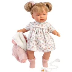 Llorens: Păpușă Joelle de 38 cm cu sunet, îmbrăcată într-o rochie cu model floral. imaginea 2