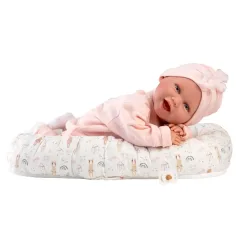 Llorens: Păpușa Mimi de 42 cm cu zâmbet, suzetă și cuib pentru bebeluși imaginea 2