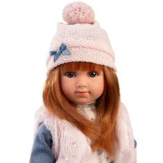 Llorens: Păpușă Nicole cu păr roșu de 35 cm, cu vestă roz imaginea 4