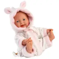 Llorens: Păpușă bebeluș fetiță în pijama moale cu model de barză 31cm