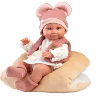 Llorens: Păpușă fetiță nou-născută Nica cu pernă moale 38cm