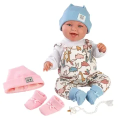 Llorens: Păpușă nou-născută Tala și Talo de 44 cm, 2 în 1, cu sunete, cu accesorii roz și albastre. imaginea 3
