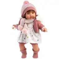 Llorens: Păpușă plângătoare Lola de 38 cm cu suzetă și căciulă tricotată