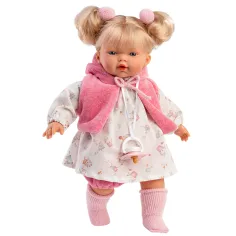 Llorens: Roberta, păpușă de 33 cm, cu suzetă, în vestă roz.