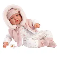 Llorens: Tina, bebeluș nou-născut de 44 cm, cu vestă roz cu glugă