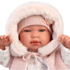 Llorens: Tina, bebeluș nou-născut de 44 cm, cu vestă roz cu glugă imaginea 3
