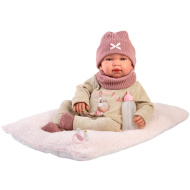 Llorens: Tina, păpușă nou-născută de 44 cm cu pernă moale.