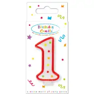 Lumânare aniversară cu buline, numărul 1