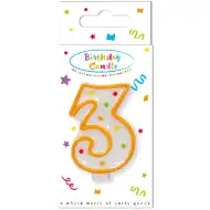 Lumânare aniversară cu buline, numărul 3
