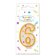Lumânare de aniversare cu buline, numărul 6