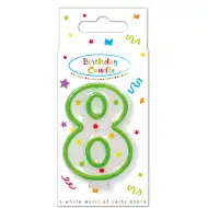 Lumânare de aniversare cu buline, numărul 8