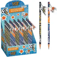 Luna: Creion grafit pentru băieți cu radieră decorată, disponibil în două variante, 1 bucată