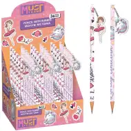 Luna: Creion grafit pentru fete cu gumă de șters decorată, disponibil în două modele, 1 bucată