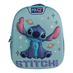 Luna: Must Team 3D Stitch rucsac rotunjit pentru grădiniță cu imprimeu spațial 26 x 10 x 32 cm
