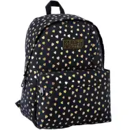 Luna: Rucsac negru-auriu cu inimioare, 1 compartiment, 32x17x42cm