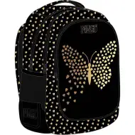 Luna: Rucsac negru cu fluturi Must, cu 3 compartimente, 32x18x43cm