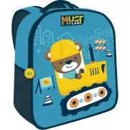 Luna: Rucsac pentru grădiniță cu model urs constructor Must Team 3D, 26x10x32cm