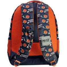 Luna: Rucsac școlar Must Team, model baschet, portocaliu-albastru, cu 3 compartimente rotunjite, 32x18x43 cm imaginea 2