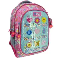 Luna: Rucsac școlar cu 3 compartimente, colțuri rotunjite, model Must Team good vibes cu emoji zâmbăreț, 32x18x43cm