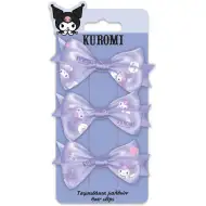 Luna: Set de 3 agrafe de păr Kuromi cu fundiță