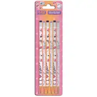 Luna: Set de 6 creioane grafit cu radieră pentru fete