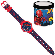 Luna: ceas analog de mână cu imprimeu Spider-Man într-o cutie metalică de cadou