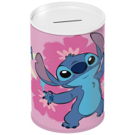 Luna: pușculiță metalică cilindrică cu imprimeu Disney Stitch 10x15 cm